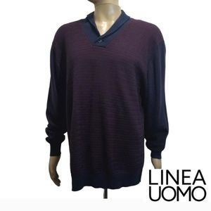 Linea Uomo Wool Blend Sweater Men's Collared Size XXL Multicolor Button Placket
